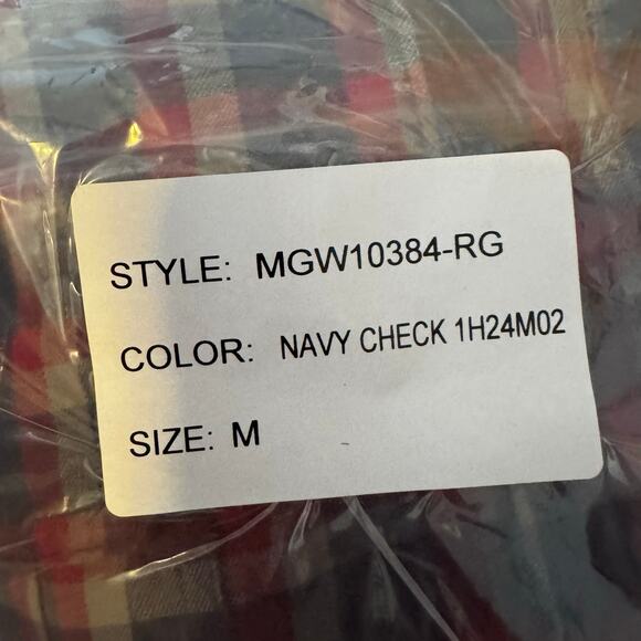 Alesbury Long Sleeve Button Up Shirt Navy Red Check Cotton NWT Size Medium - Picture 7 of 9